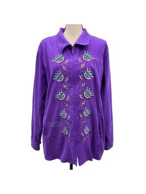 Vintage Bob Mackie Wearable Art Large Purple Colorful Fashion Wear Jacket